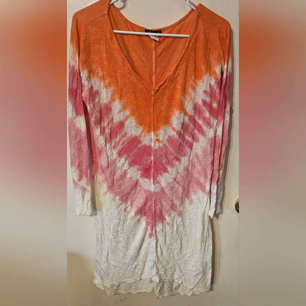 VENUS Orange and Pink Tie Front Tunic